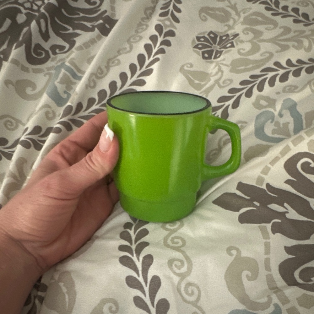 Vintage green fire king mug